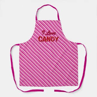 Peppermint Pink Candy Stripes "I Love Candy" Apron