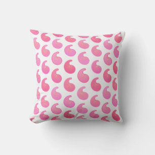 Peppermint pink paisley on white throw pillow