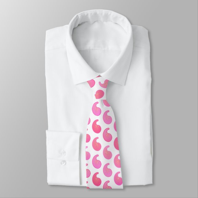 Peppermint pink paisley on white tie (Tied)