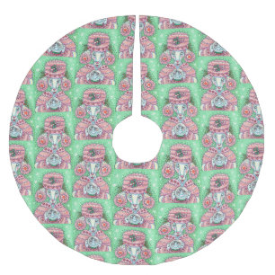 PEPPERMINT PINK POODLE CHRISTMAS TREE SKIRT