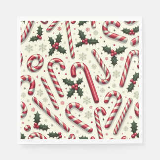 Peppermint Pleasures: Holly & Candy Cane Table Nap Napkin