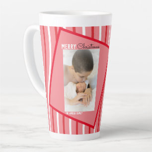 Peppermint Rainbow Christmas Pink Photo Latte Mug