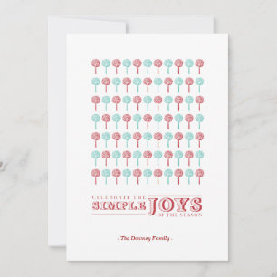 Peppermint Red & Blue Patterned Holiday Card