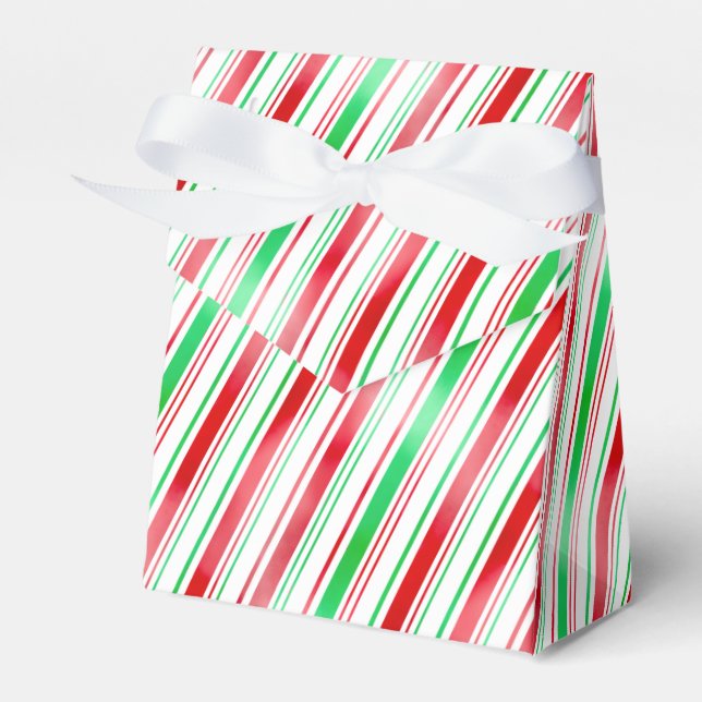 Peppermint Red-Green Stripe Favor Box (Front Side)
