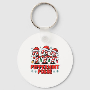 Peppermint Sse Candy Cane Funny Christmas Santa Ha Keychain