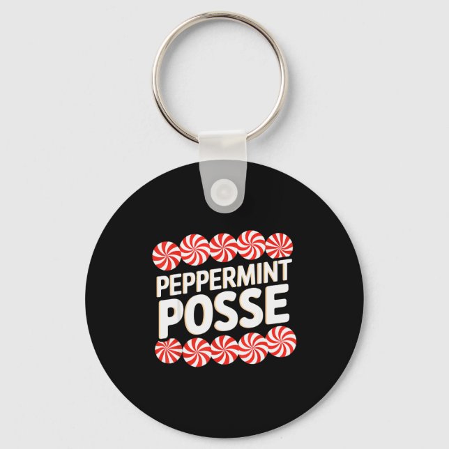 Peppermint Sse Festive Christmas Candy Theme Famil Keychain (Front)