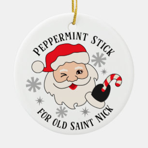 Peppermint Stick for Old Saint Nick Ceramic Ornament