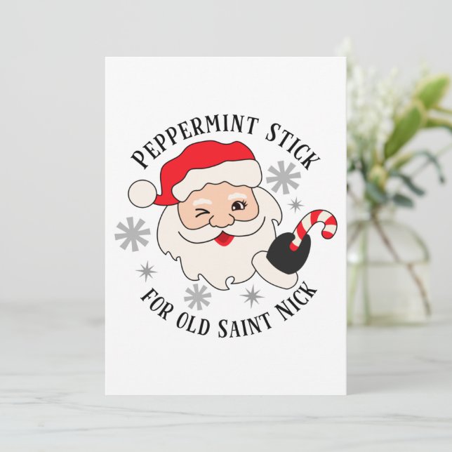 Peppermint Stick for Old Saint Nick Holiday Card (Standing Front)