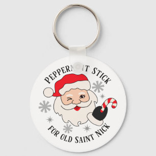 Peppermint Stick for Old Saint Nick Keychain