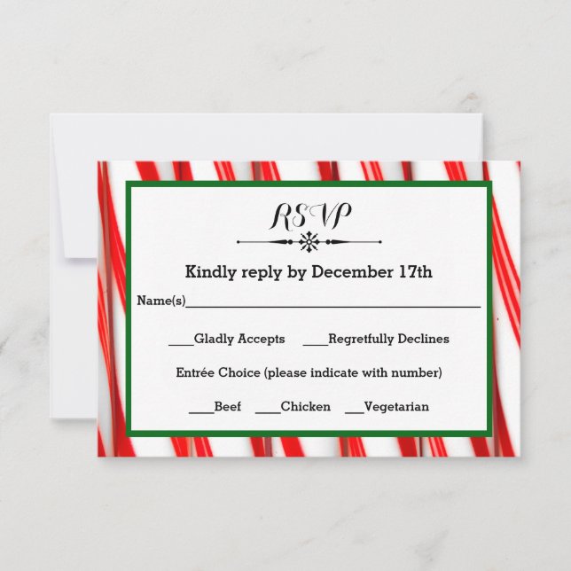Peppermint Stripe Christmas - Carte de réponse RSV (Devant)