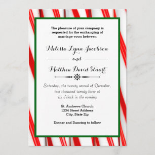 Peppermint Stripe Christmas - Wedding Invitation
