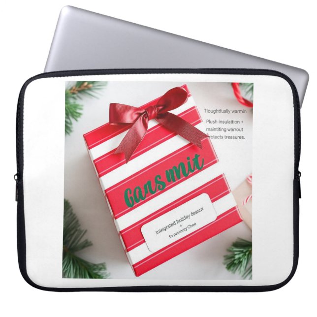 Peppermint Stripe Surprise Keeper Laptop Sleeve (Front)