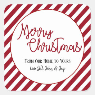 Peppermint Stripe To and From Sticker Tag