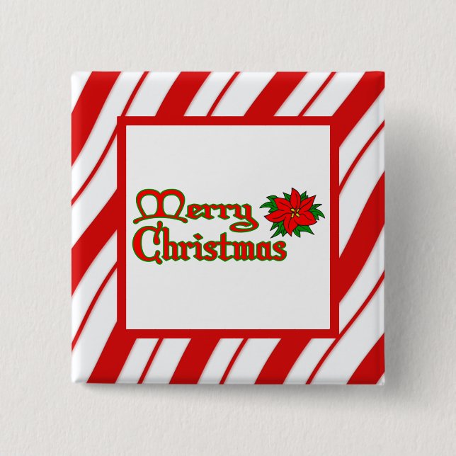 Peppermint Stripes 2 Inch Square Button (Front)