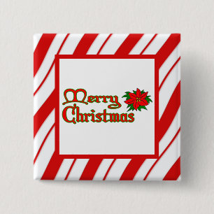 Peppermint Stripes 2 Inch Square Button