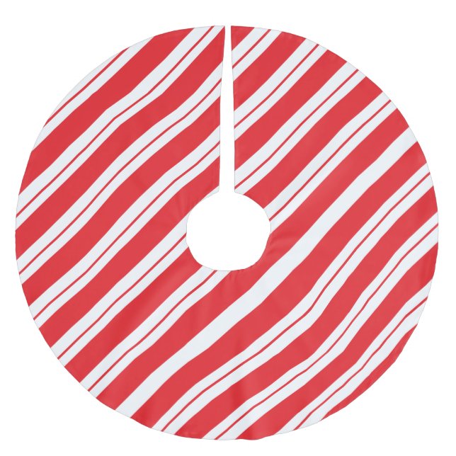 Peppermint Stripes Christmas Candy Cane  Brushed Polyester Tree Skirt (Front)