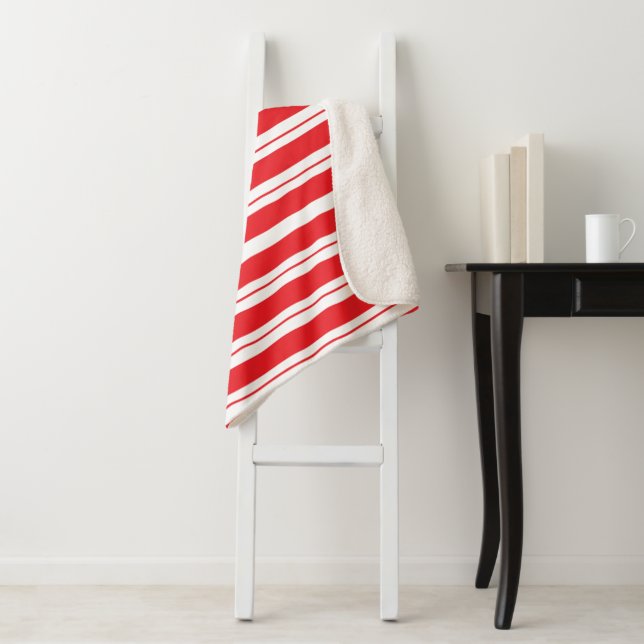 Peppermint Stripes Christmas Candy Cane  Sherpa Blanket (In Situ)