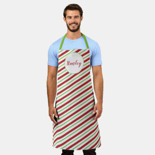 Peppermint stripes personalized apron