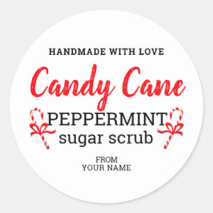 Peppermint Sugar Scrub Handmade With Love Editable Classic Round Sticker