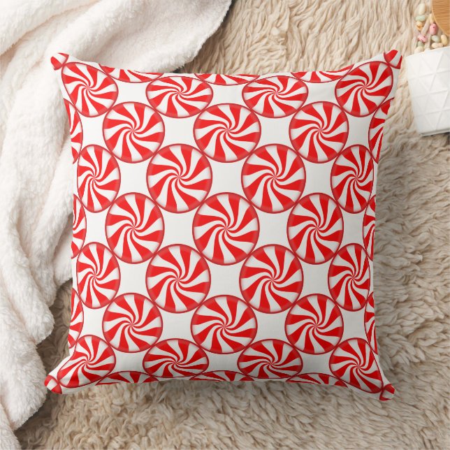 Peppermint Surprise Throw Pillow (Blanket)