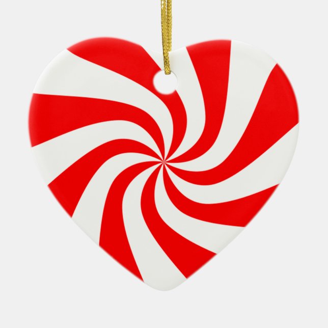 peppermint swirl candy ceramic ornament (Front)