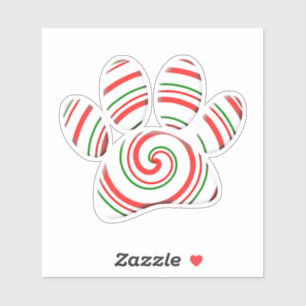 Peppermint Swirl Dog Paw In Red Green White