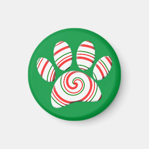 Peppermint Swirl Dog Paw In Red Green White Magnet