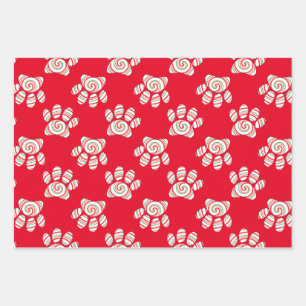 Peppermint Swirl Dog Paw In Red Green White Wrapping Paper Sheet