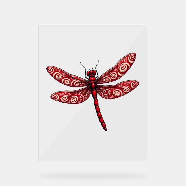Peppermint Swirl Dragonfly Acrylic Sign (Front)