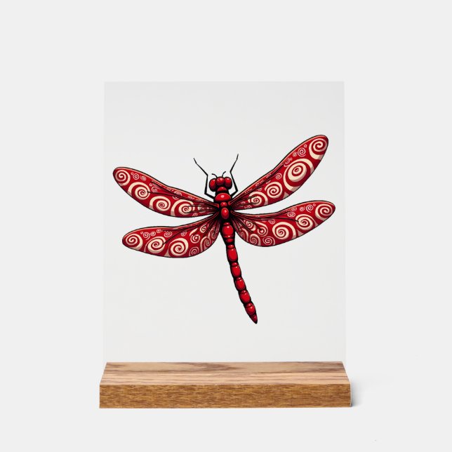 Peppermint Swirl Dragonfly Acrylic Sign (Front)