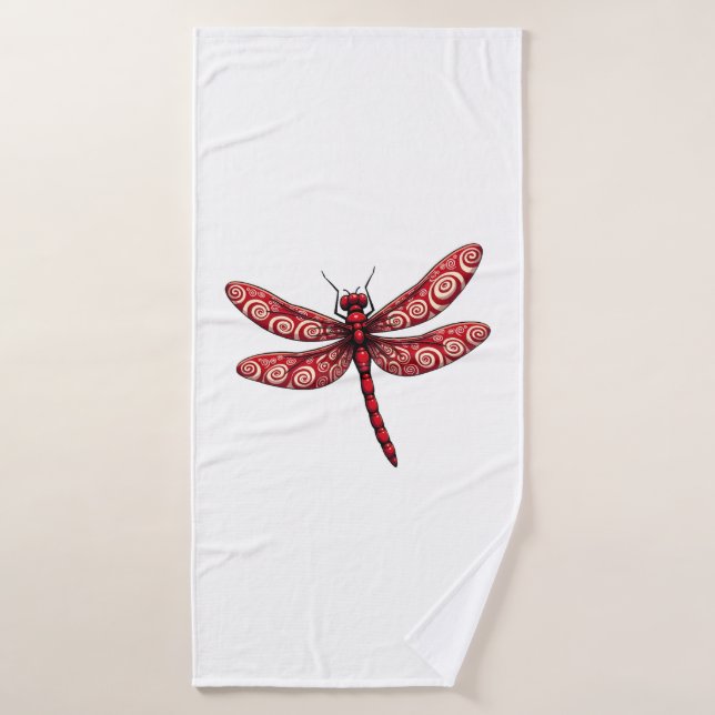 Peppermint Swirl Dragonfly Bath Towel (Bath Towel)