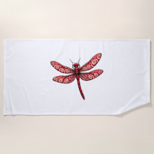 Peppermint Swirl Dragonfly Beach Towel
