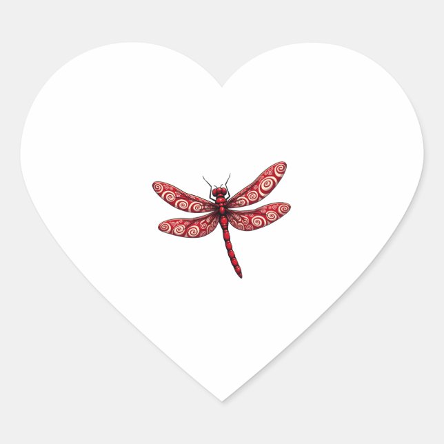 Peppermint Swirl Dragonfly Heart Sticker (Front)