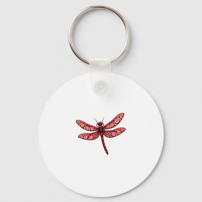 Peppermint Swirl Dragonfly Keychain (Front)
