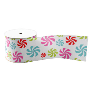 Peppermint Swirl Pattern – Colourful Candy Design Grosgrain Ribbon