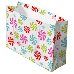 Peppermint Swirl Pattern – Colourful Candy Design Large Gift Bag