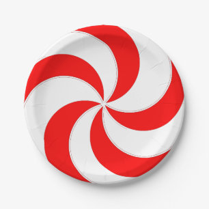 Peppermint Swirl Red And White Candy Stripes Paper Plate