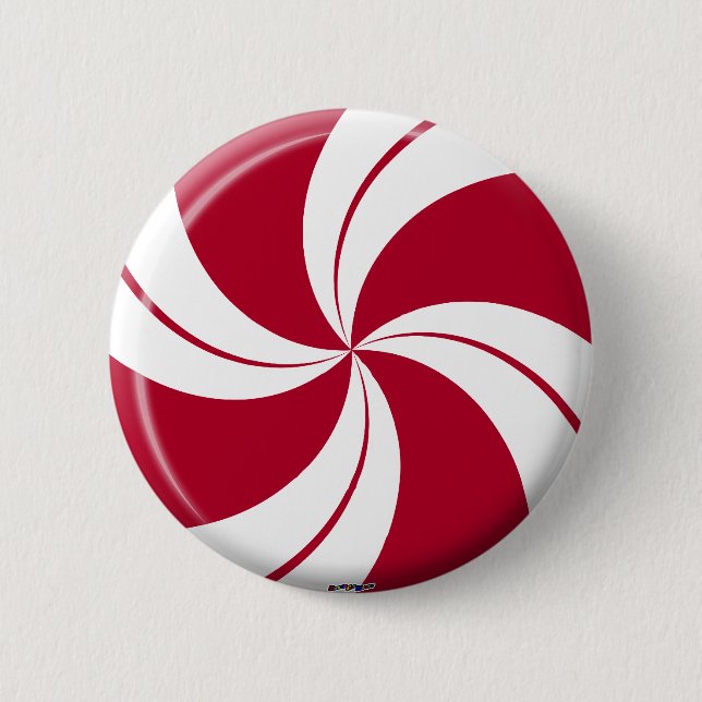 Peppermint Swirl Stripe Candy 2 Inch Round Button (Front)