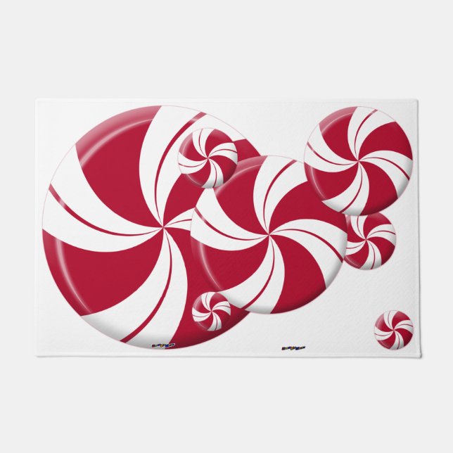 Peppermint Swirl Stripe Candy Doormat (Front)