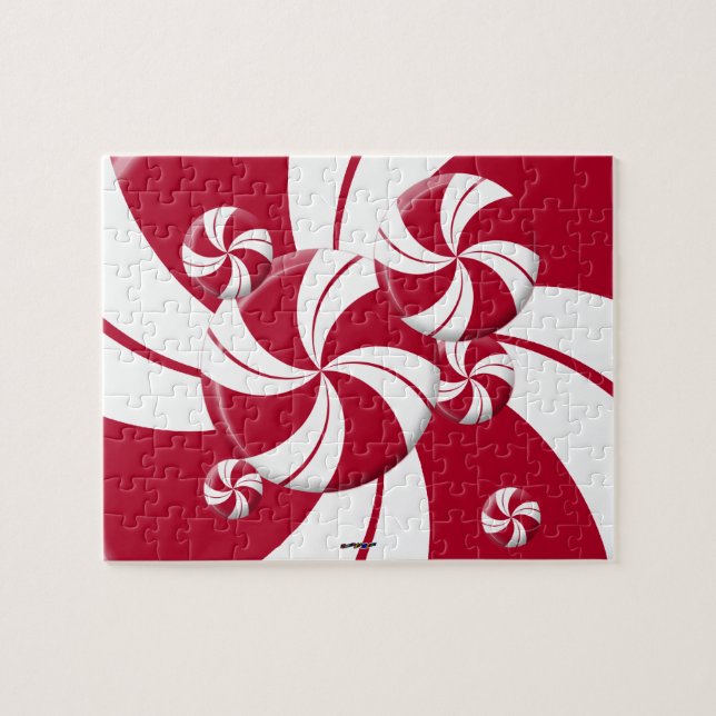 Peppermint Swirl Stripe Candy Jigsaw Puzzle (Horizontal)