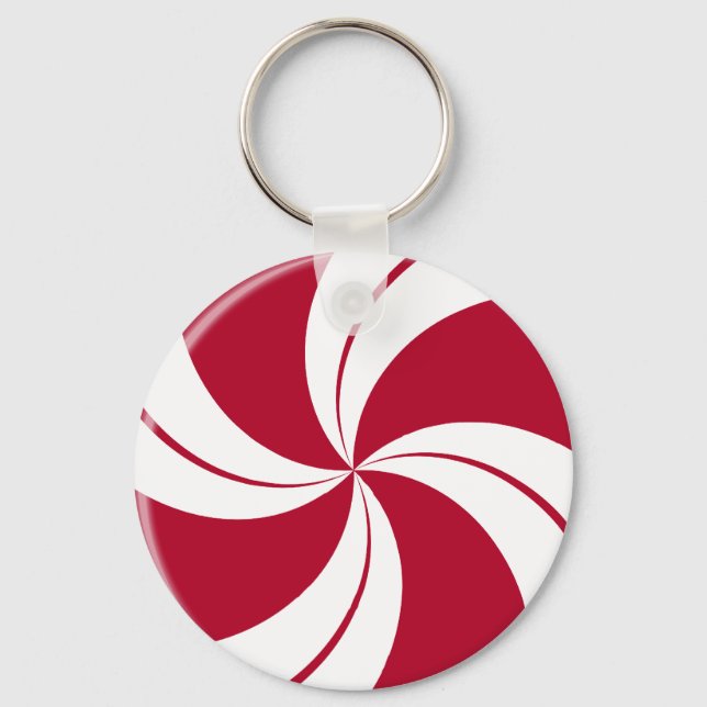 Peppermint Swirl Stripe Candy Keychain (Front)