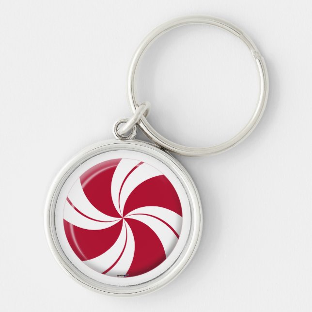 Peppermint Swirl Stripe Candy Keychain (Front)