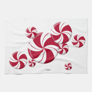 Peppermint Swirl Stripe Candy Kitchen Towel