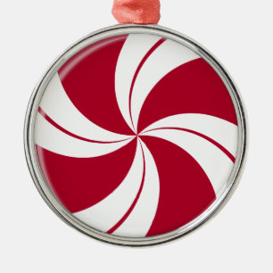 Peppermint Swirl Stripe Candy Metal Ornament