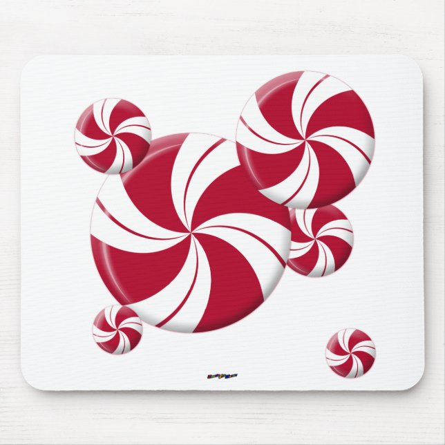 Peppermint Swirl Stripe Candy Mouse Pad (Front)