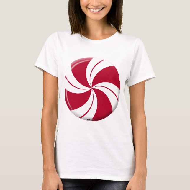 Peppermint Swirl Stripe Candy T-Shirt (Front)