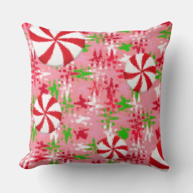 Peppermint Swirl Throw Pillow (Front)