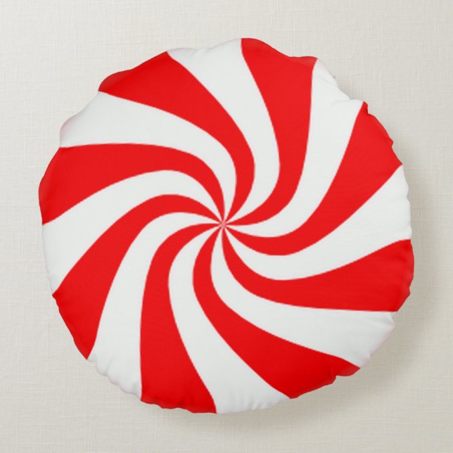 Peppermint Swirls Round Pillow (Back)