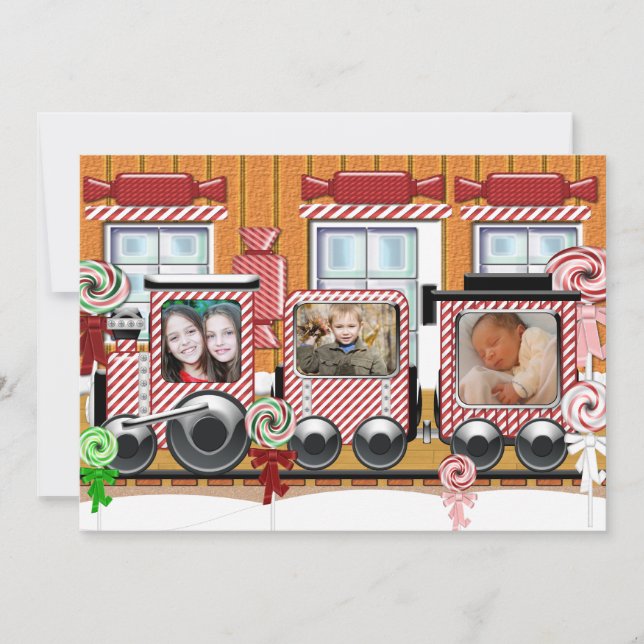 Peppermint Train Holiday Photo Card (Front)