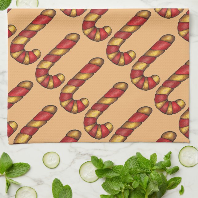 Peppermint Twist Christmas Candy Cane Cookies Kitchen Towel (Folded)